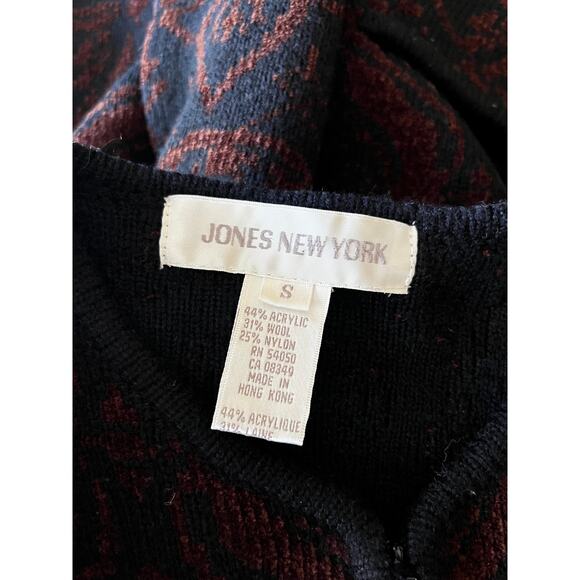 Vintage 90s Black and Brown Zip Front Wool Blend Cardigan Jacket Size Small - Picture 4 of 4